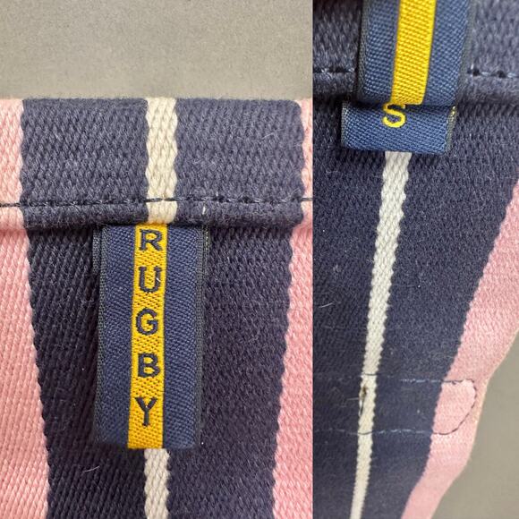 Polo Ralph Lauren Pink Navy Striped Webbed Canvas Double Buckle Belt Size Small - Picture 7 of 16